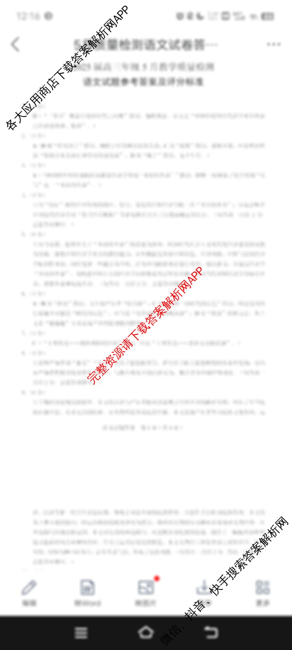 [合肥三模]2025年合肥市高三第三次教学质量检测（含地理 生物 语文等）语文答案