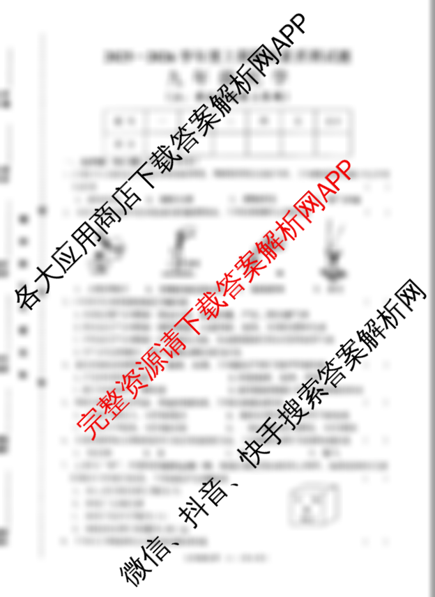 河南省驻马店市2025-2026学年度上期期末素质测试题九年级试卷及答案汇总（16科全）化学试题