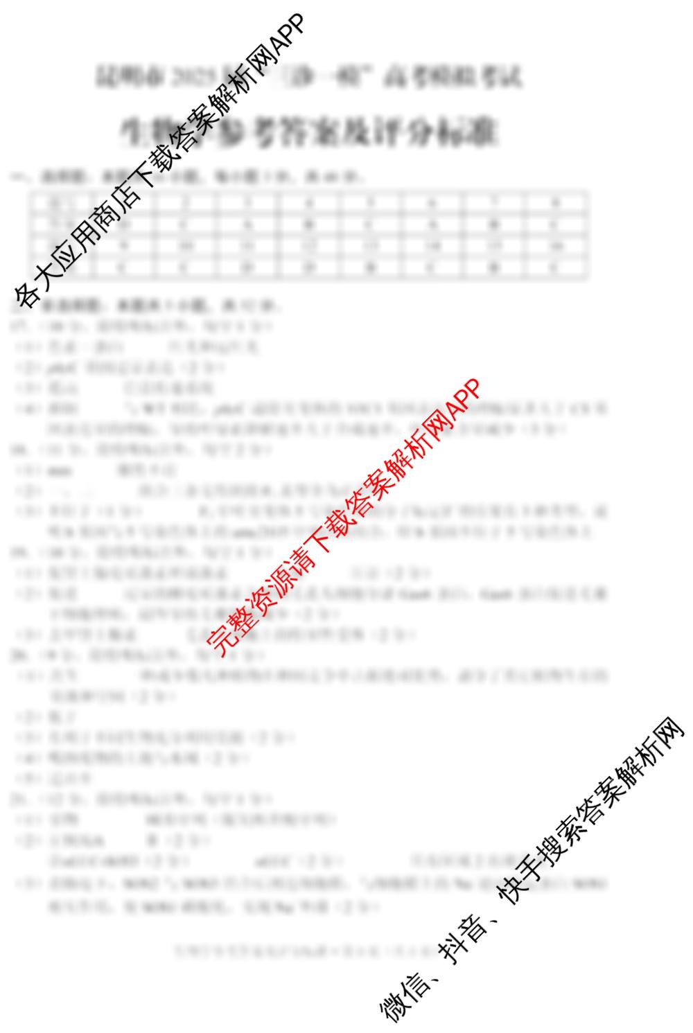 [昆明三模]昆明市2025届高三”三诊一模