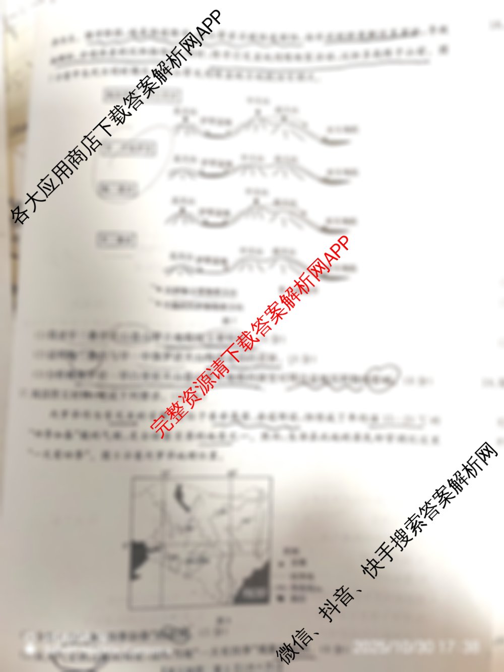 陕西省2026届高三年级考试(10.30)试卷及答案汇总: 含政治、英语、物理试卷解析地理试题