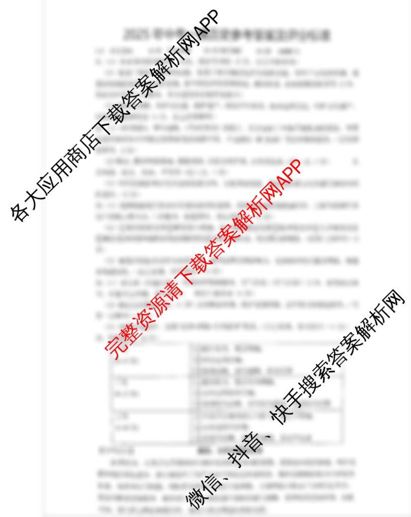 河南省安阳市2025年中招模拟考试试卷(一)试卷及答案汇总（含物理、语文、道德与法治等）历史答案