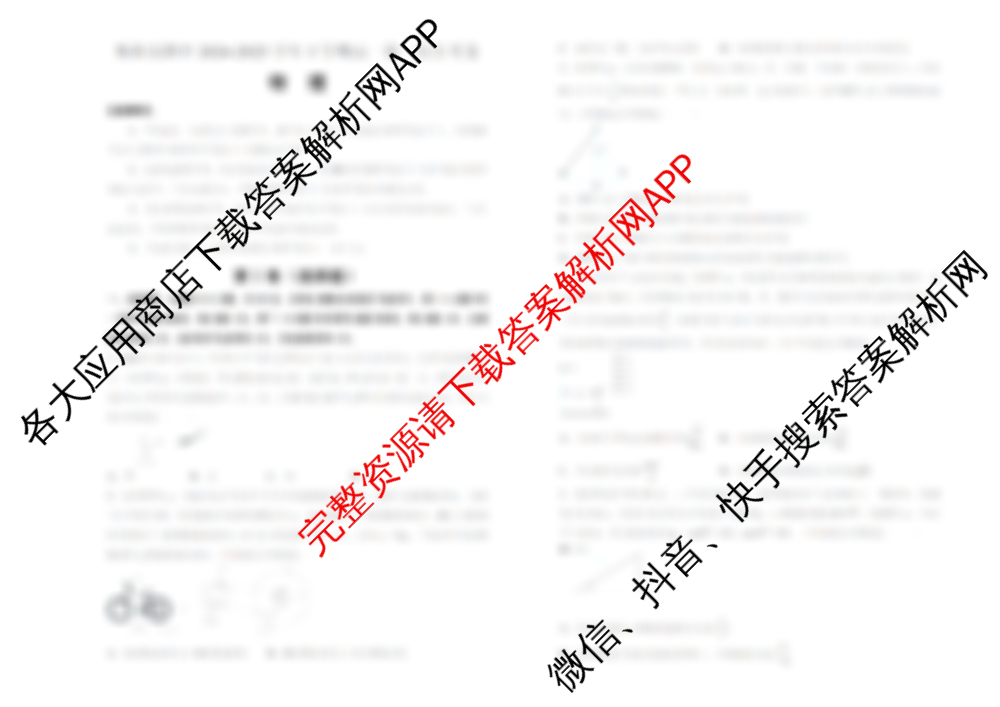 衡阳县四中2024-2025学年下学期高一第一次月考各科答案及试卷(已更新化学、英语、地理等9份)物理试题