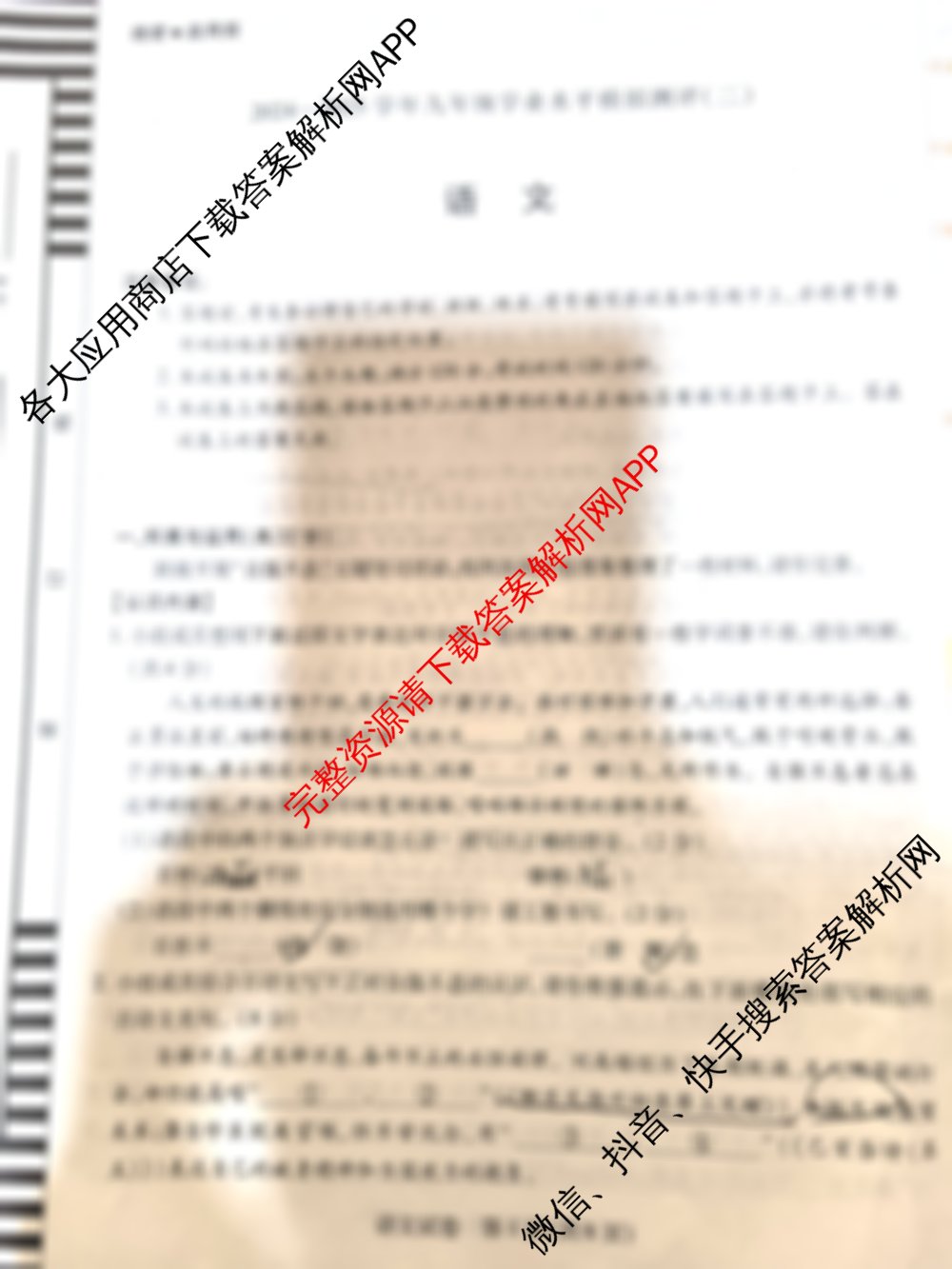 河南省2024-2025学年九年级学业水平模拟测评(二)(已更新化学 数学 道德与法治等7份)语文试题
