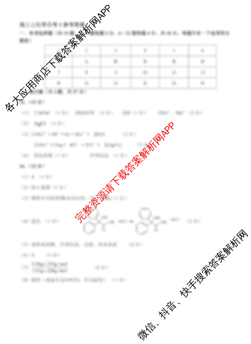 福建省厦门第一中学2025-2026学年上学期10月月考高三各科答案及试卷（含历史 地理 生物等）化学答案