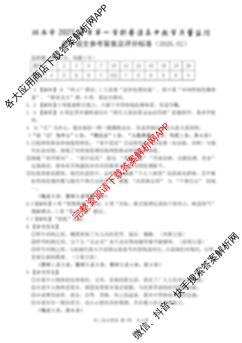 丽水市2025学年第一学期普通高中教学质量监控高一(2026.02)试卷及答案汇总（含政治、语文、物理等）语文答案
