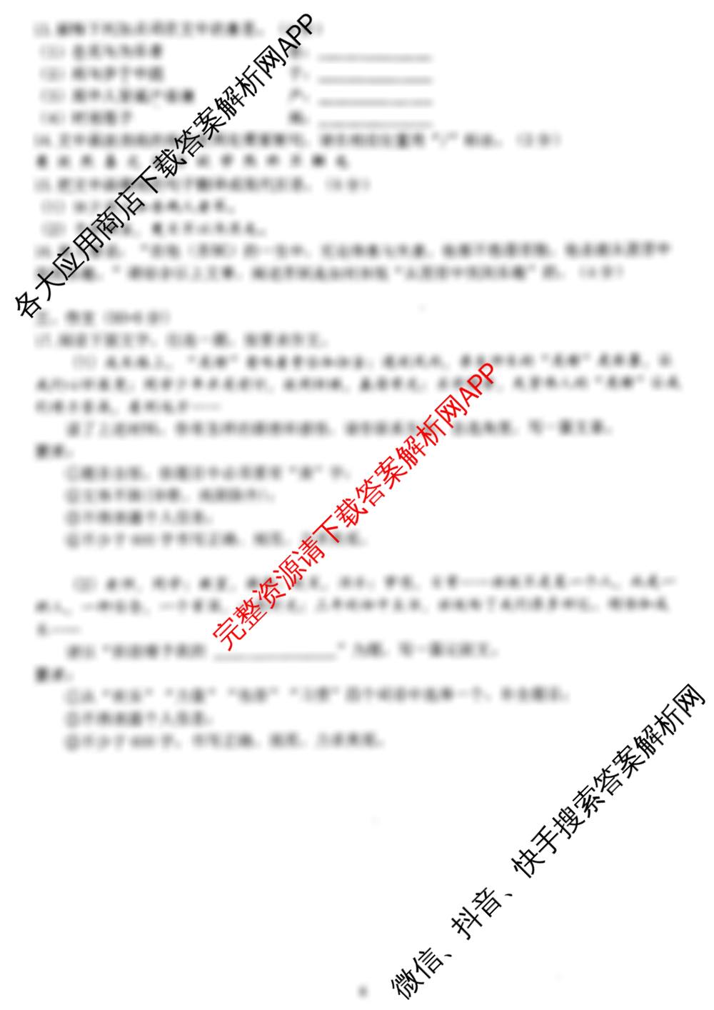 安徽省2025年合肥市45中九年级阶段练(三)（含化学、历史、道德与法治等）语文试题