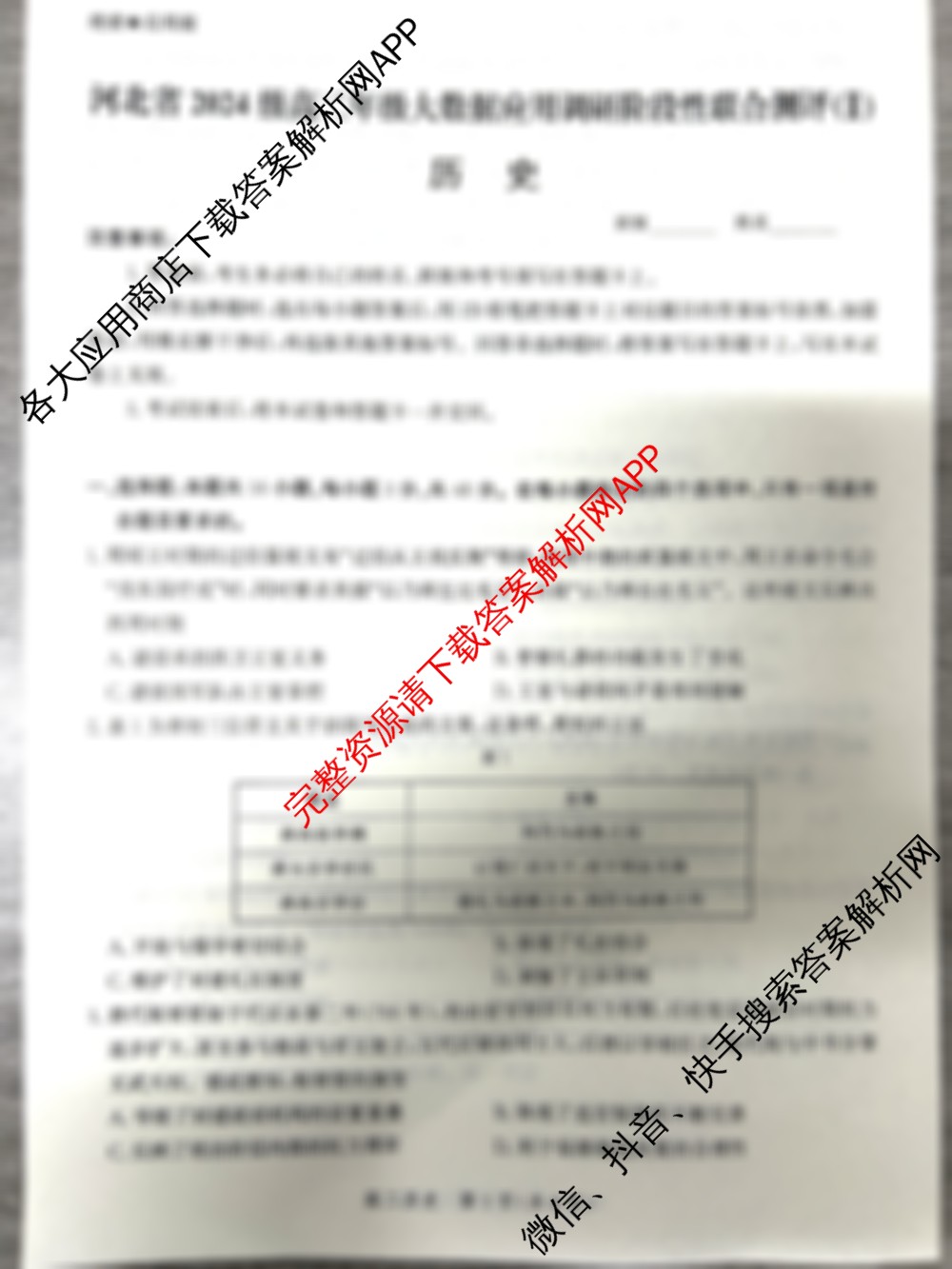 河北省2024级高二年级大数据应用调研阶段性联合测评(II)试卷及答案汇总(含生物 地理(A卷) 物理(A卷)等)历史试题 河北省2024级高二年级大数据应用调研阶段性联合测评(II)试卷及答案汇总(含生物 地理(A卷) 物理(A卷)等)历史试题