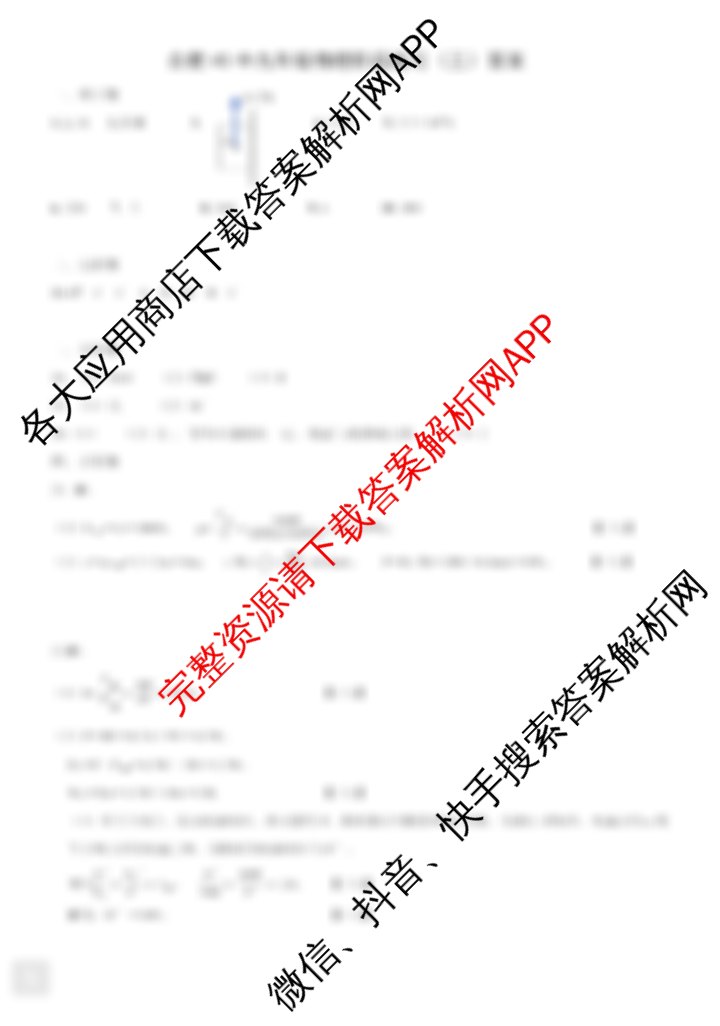 安徽省2025年合肥市45中九年级阶段练(三)（含化学、历史、道德与法治等）物理答案