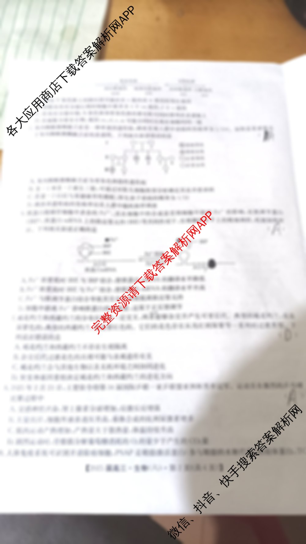 2025届北京专家卷高考仿真模拟(六)6试卷及答案汇总（含化学 数学 物理等）生物试题