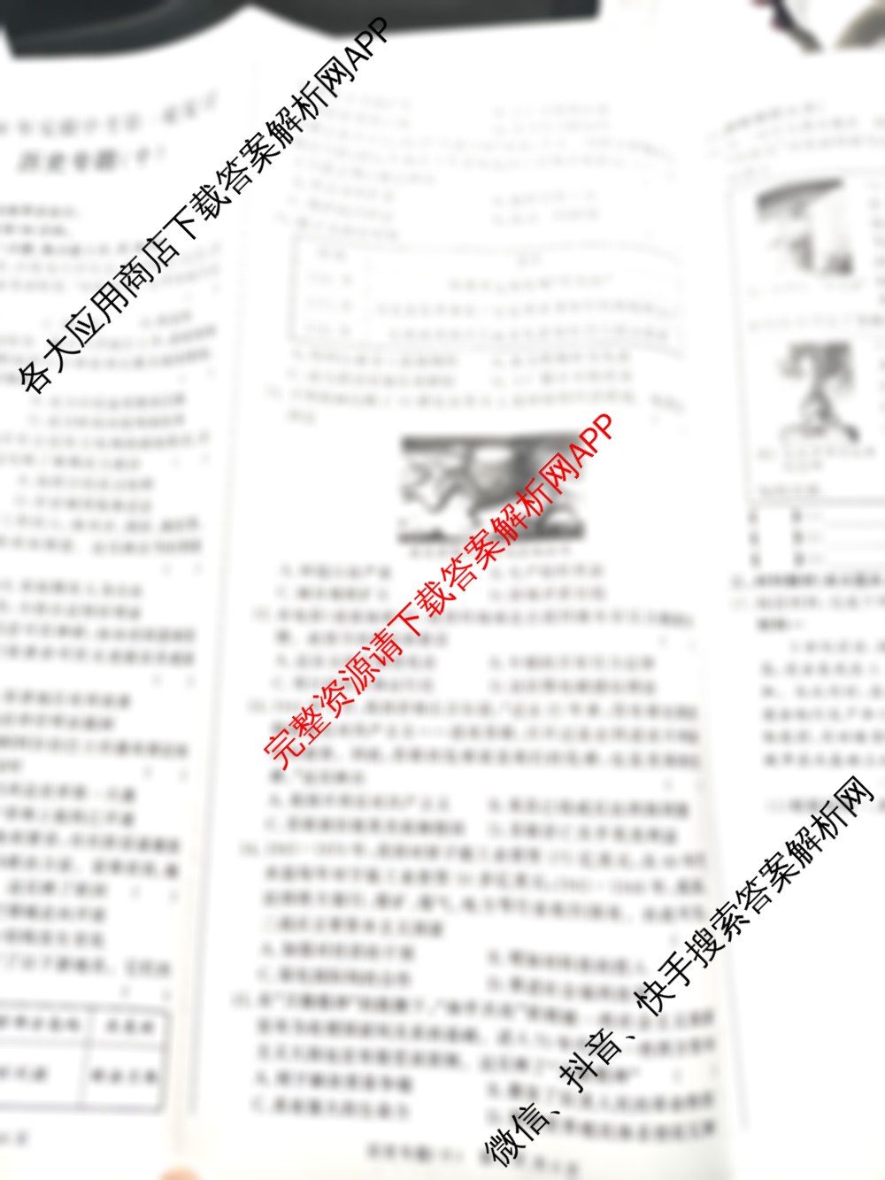 2026年安徽中考第一轮复专题(十)各科答案及试卷（含英语 语文 物理等7份）历史试题