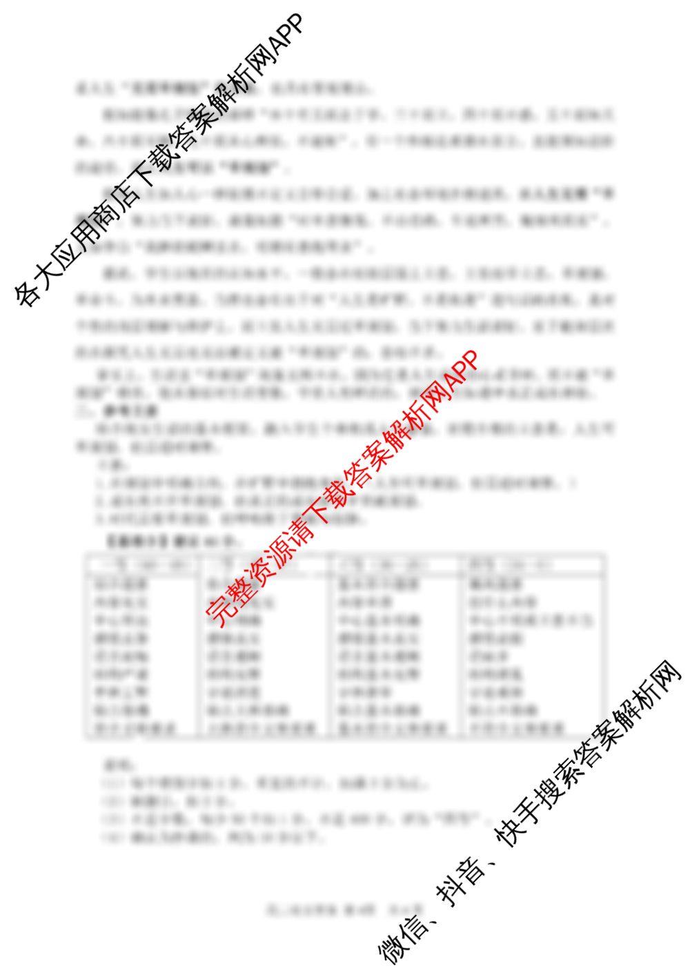 丽水市2025学年第一学期普通高中教学质量监控高一(2026.02)试卷及答案汇总（含政治、语文、物理等）语文答案