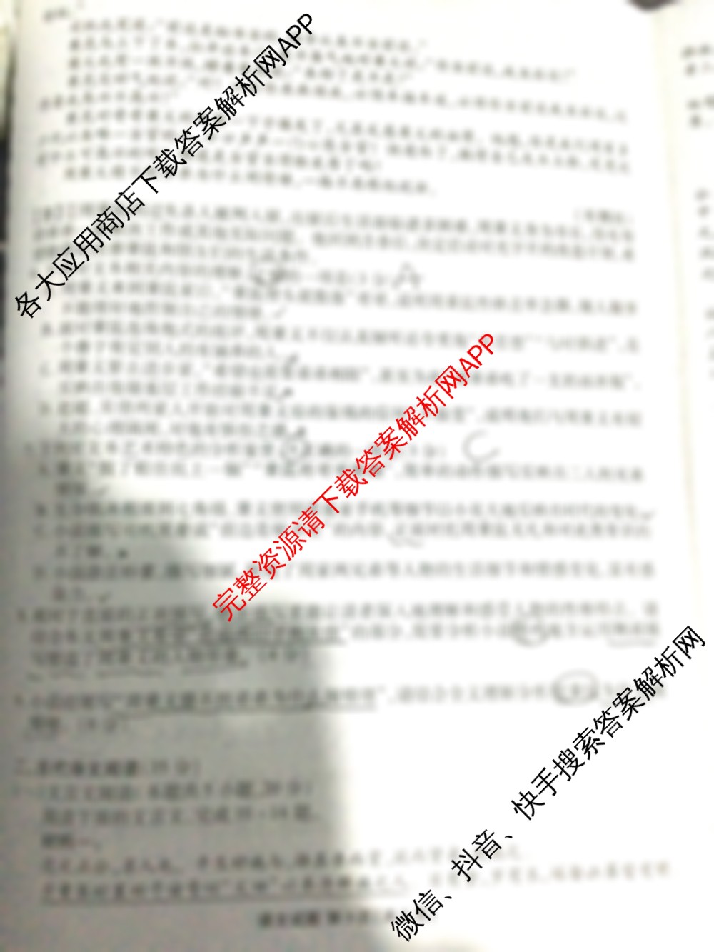 衡水金卷陕西省2025届高三年级12月份联考试卷及答案汇总（含数学 英语 语文等）语文试题