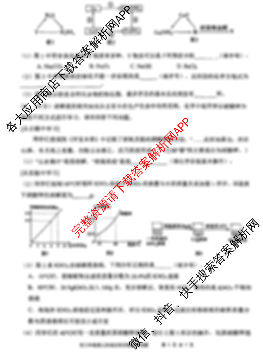 陕西师大附中2024-2025学年度九年级第三次适应性训练（含历史 数学 道德与法治等7份）化学试题